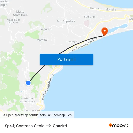 Sp44; Contrada Citola to Ganzirri map