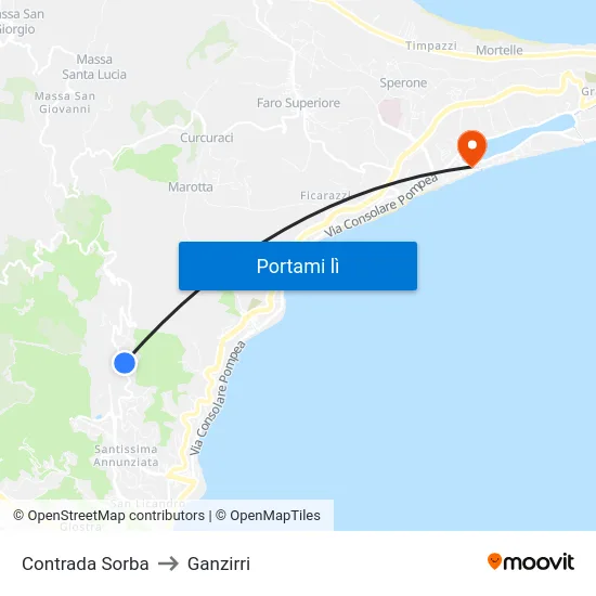 Contrada Sorba to Ganzirri map