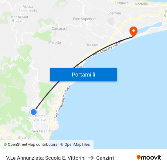 V.Le Annunziata; Scuola E. Vittorini to Ganzirri map
