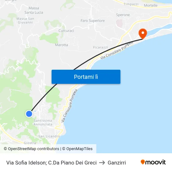 Via Sofia Idelson; C.Da Piano Dei Greci to Ganzirri map