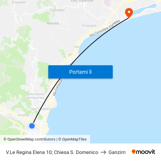 V.Le Regina Elena 10; Chiesa S. Domenico to Ganzirri map