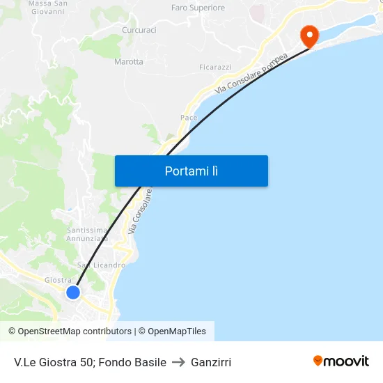 V.Le Giostra 50; Fondo Basile to Ganzirri map