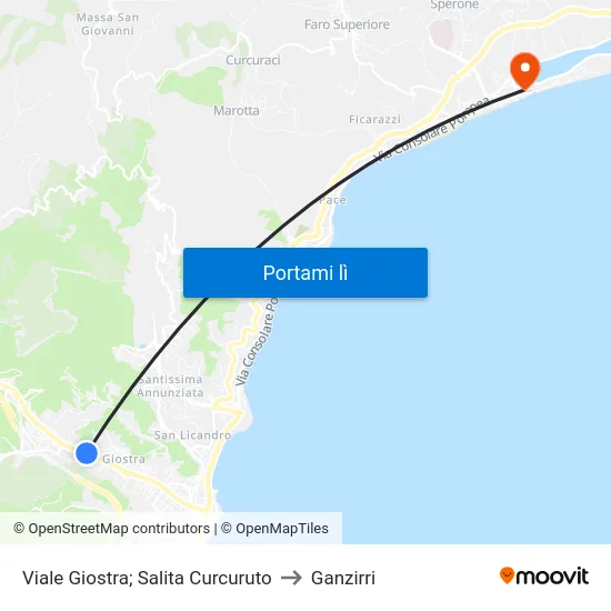 Viale Giostra; Salita Curcuruto to Ganzirri map