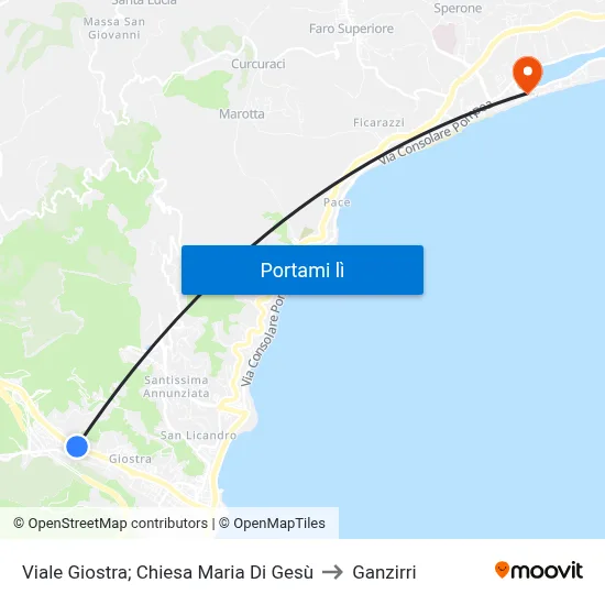 Viale Giostra; Chiesa Maria Di Gesù to Ganzirri map