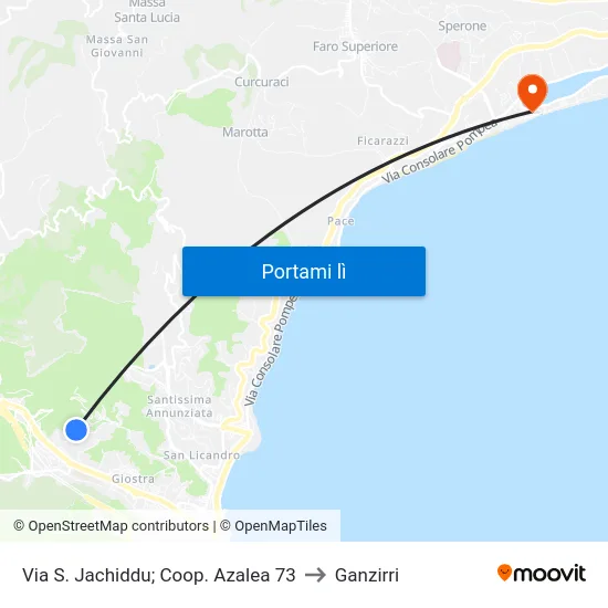 Via S. Jachiddu; Coop. Azalea 73 to Ganzirri map