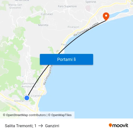 Salita Tremonti; 1 to Ganzirri map