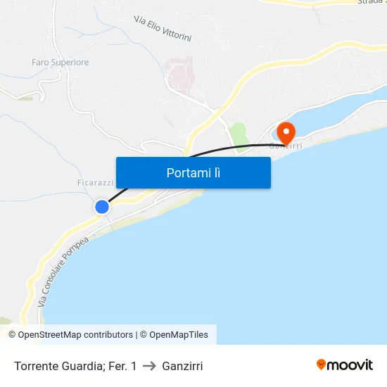 Torrente Guardia; Fer. 1 to Ganzirri map