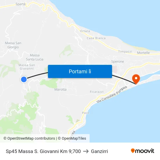 Sp45 Massa S. Giovanni Km 9;700 to Ganzirri map