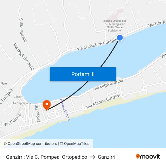 Ganzirri; Via C. Pompea; Ortopedico to Ganzirri map