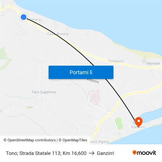 Tono; Strada Statale 113; Km 16;600 to Ganzirri map