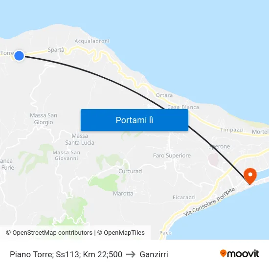 Piano Torre; Ss113; Km 22;500 to Ganzirri map
