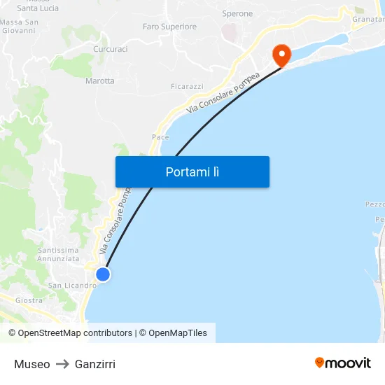 Museo to Ganzirri map