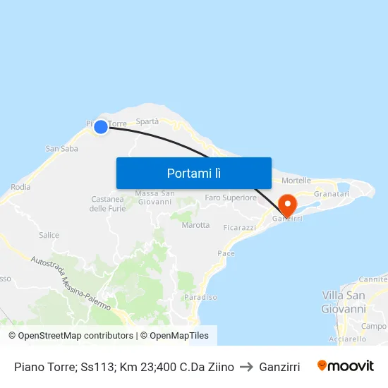 Piano Torre; Ss113; Km 23;400 C.Da Ziino to Ganzirri map