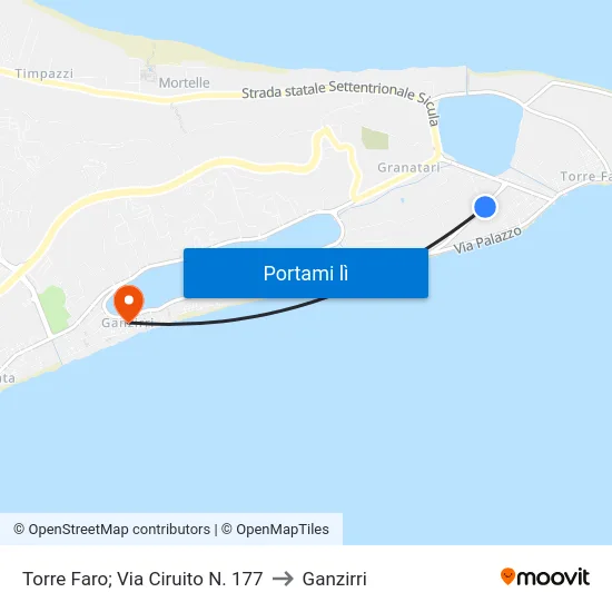 Torre Faro; Via Ciruito N. 177 to Ganzirri map