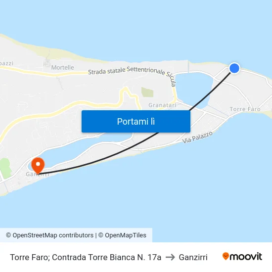 Torre Faro; Contrada Torre Bianca N. 17a to Ganzirri map
