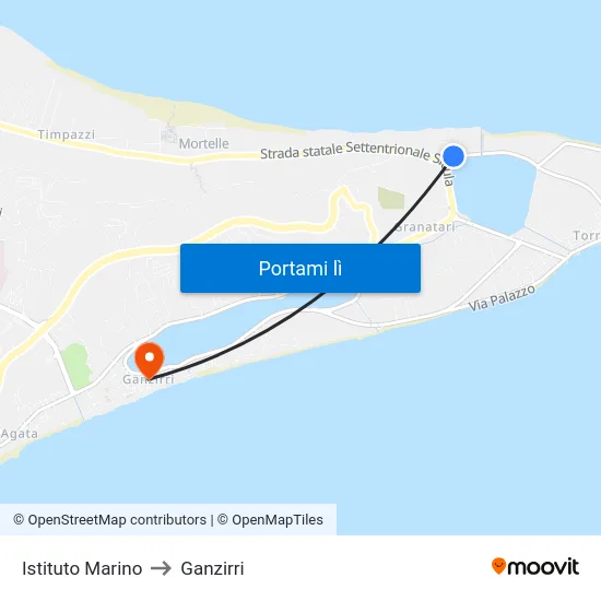 Istituto Marino to Ganzirri map