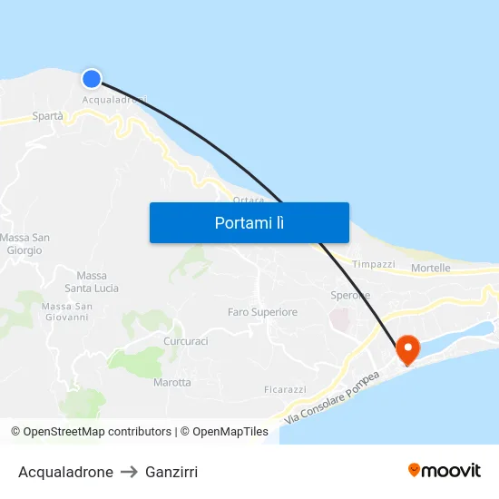 Acqualadrone to Ganzirri map