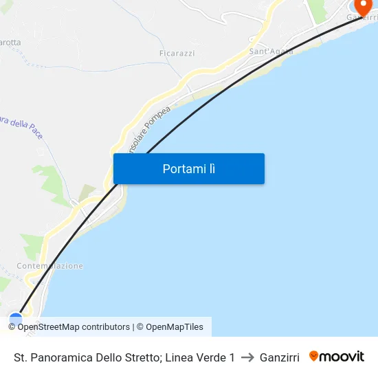 St. Panoramica Dello Stretto; Linea Verde 1 to Ganzirri map