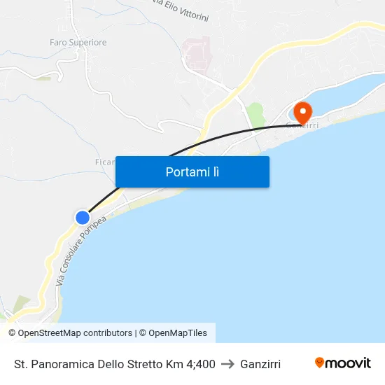 St. Panoramica Dello Stretto Km 4;400 to Ganzirri map