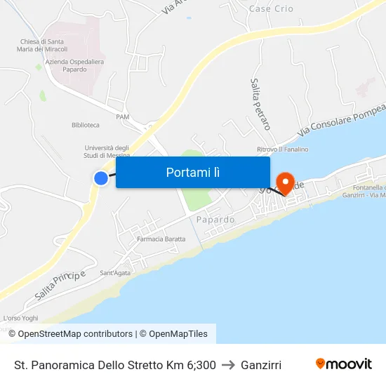 St. Panoramica Dello Stretto Km 6;300 to Ganzirri map