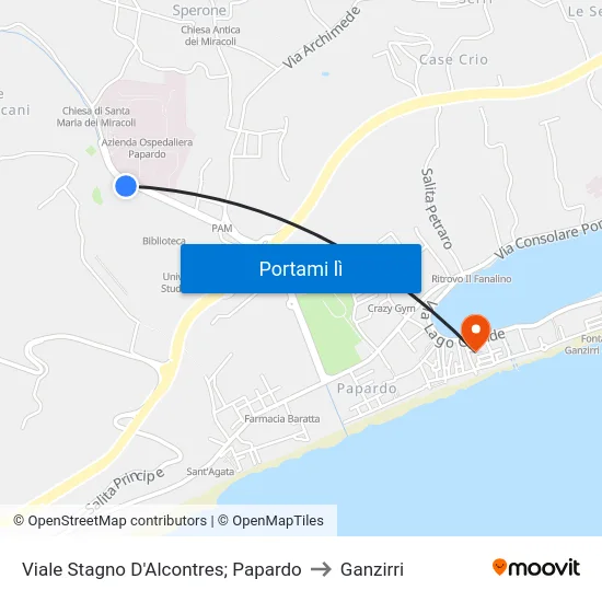 Viale Stagno D'Alcontres; Papardo to Ganzirri map