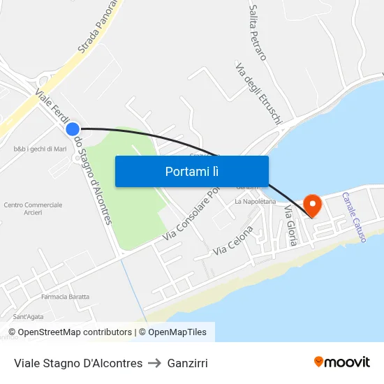 Viale Stagno D'Alcontres to Ganzirri map