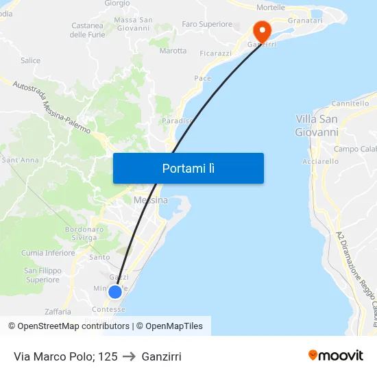 Via Marco Polo; 125 to Ganzirri map