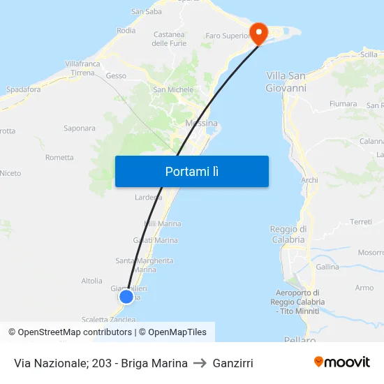 Via Nazionale; 203 - Briga Marina to Ganzirri map