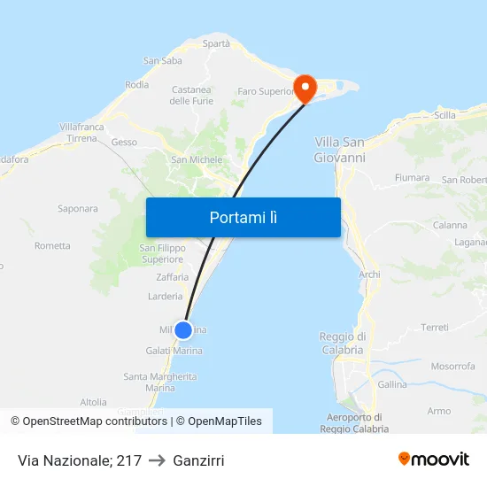 Via Nazionale; 217 to Ganzirri map