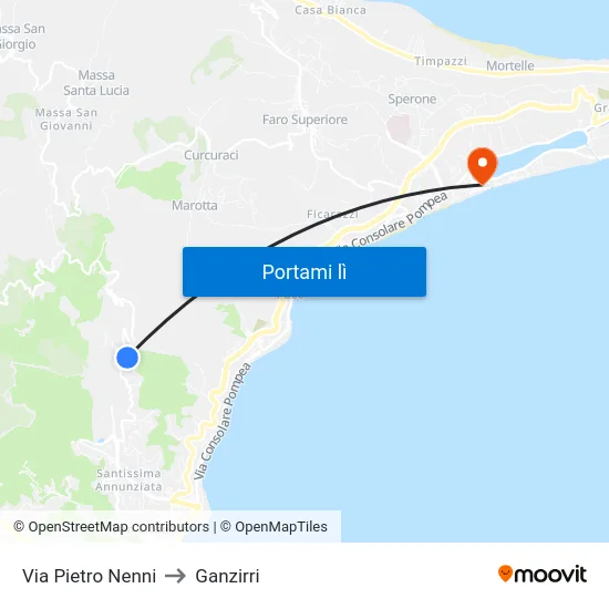 Via Pietro Nenni to Ganzirri map