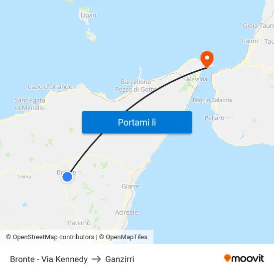 Bronte - Via Kennedy to Ganzirri map