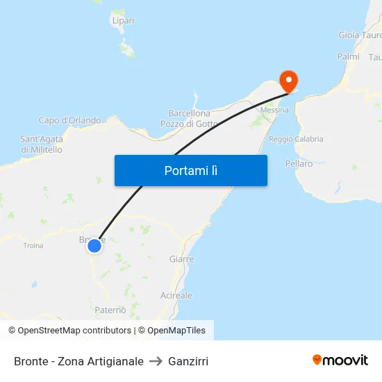 Bronte - Zona Artigianale to Ganzirri map