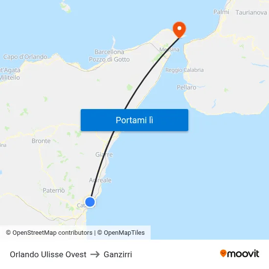 Orlando Ulisse Ovest to Ganzirri map