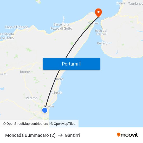 Moncada Bummacaro (2) to Ganzirri map