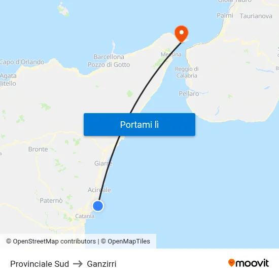 Provinciale Sud to Ganzirri map