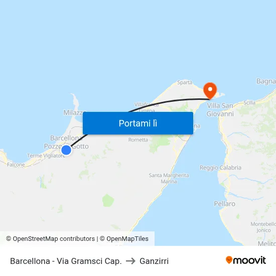 Barcellona - Via Gramsci Cap. to Ganzirri map