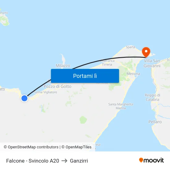 Falcone - Svincolo A20 to Ganzirri map