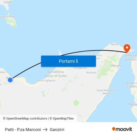 Patti - P.za Marconi to Ganzirri map