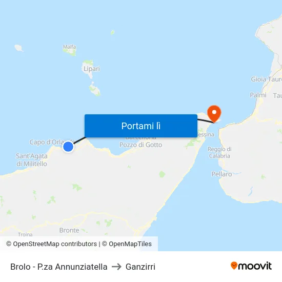 Brolo - P.za Annunziatella to Ganzirri map