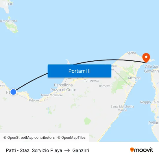 Patti - Staz. Servizio Playa to Ganzirri map