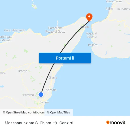 Massannunziata S. Chiara to Ganzirri map
