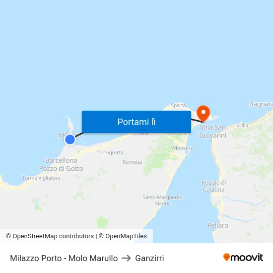 Milazzo Porto - Molo Marullo to Ganzirri map