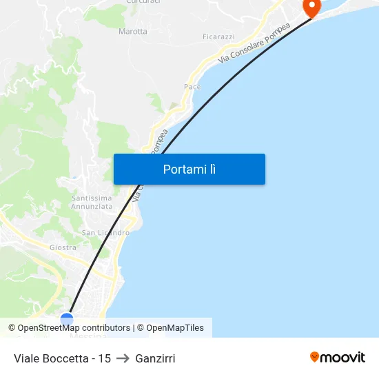 Viale Boccetta - 15 to Ganzirri map