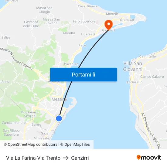Via La Farina-Via Trento to Ganzirri map