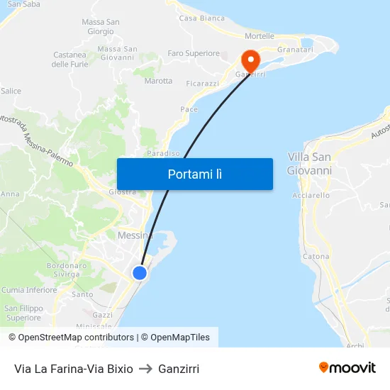 Via La Farina-Via Bixio to Ganzirri map