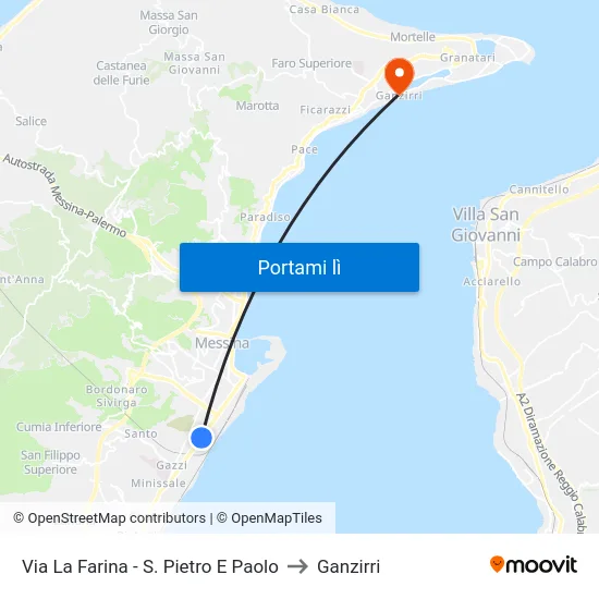 Via La Farina - S. Pietro E Paolo to Ganzirri map