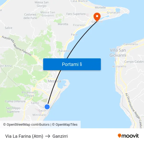 Via La Farina (Atm) to Ganzirri map