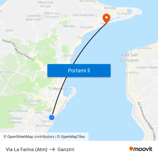 Via La Farina (Atm) to Ganzirri map