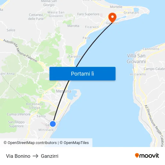 Via Bonino to Ganzirri map