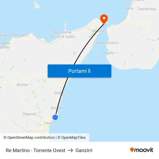 Re Martino - Torrente Ovest to Ganzirri map